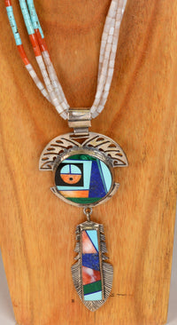 Navajo Indian Jewelry by Alvin Yellowhorse, Large Yei Figure Pendant