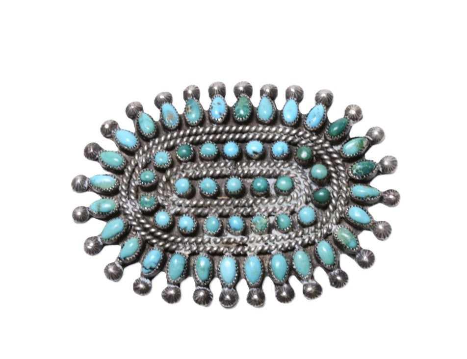 Zuni Sterling Silver Oval Needlepoint Pin
