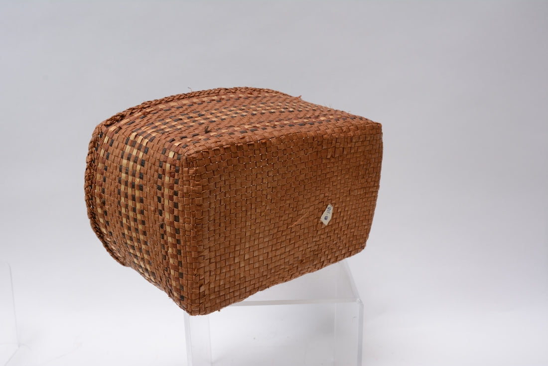 Salish Rectangular Basket, possibly Lummi, with banded motif