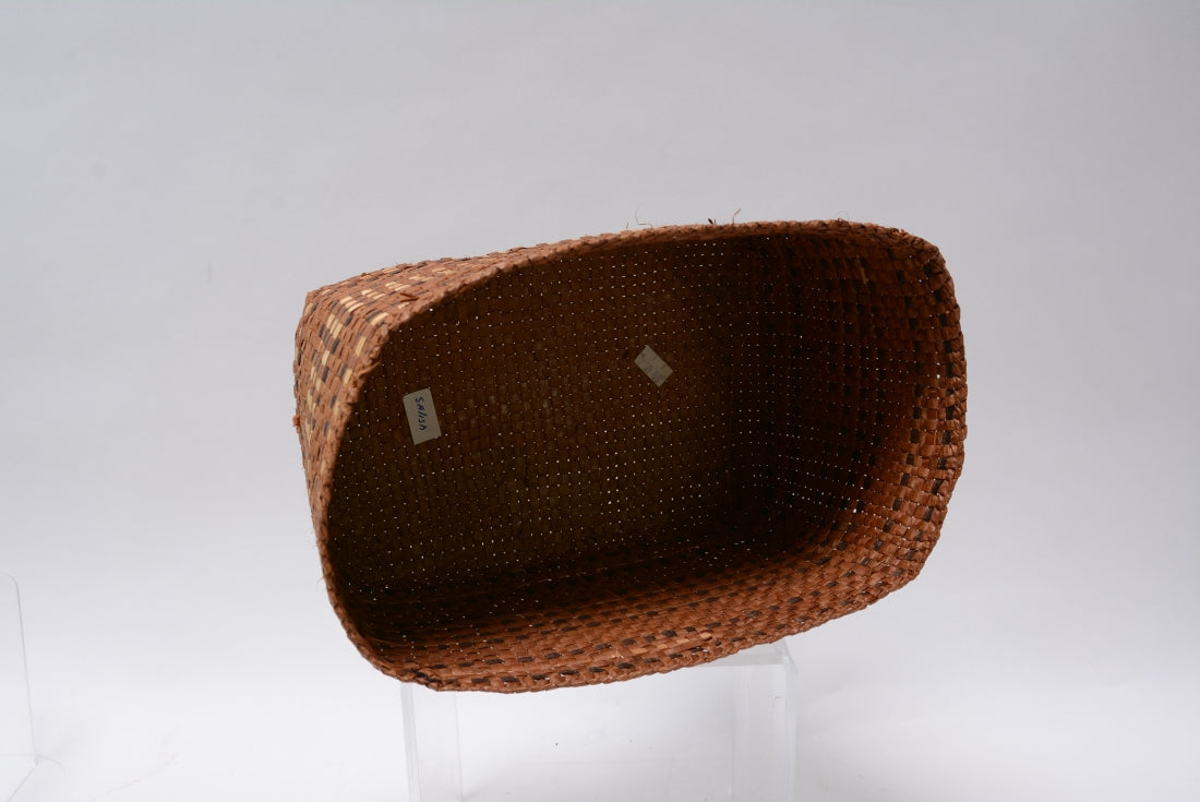 Salish Rectangular Basket, possibly Lummi, with banded motif