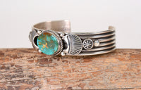Navajo Bracelet with High Grade Nevada Royston Turquoise by Albert Jake