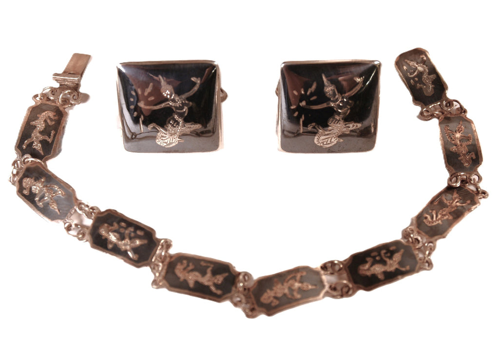 Navajo Sterling Silver Earrings and Bracelet Set