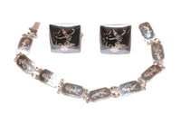 Navajo Sterling Silver Earrings and Bracelet Set