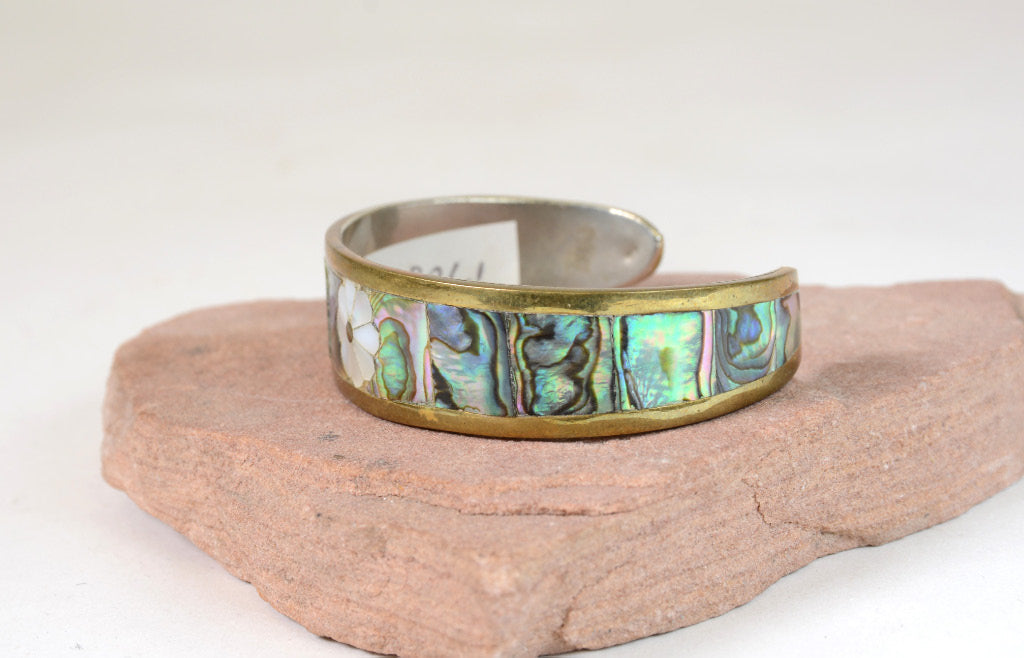 Smaller Taxco Bracelet - Brass over Silver with Inlay