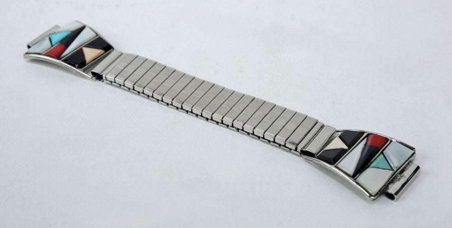 Zuni Pueblo Watch band with Multi-Colored Stone Inlay