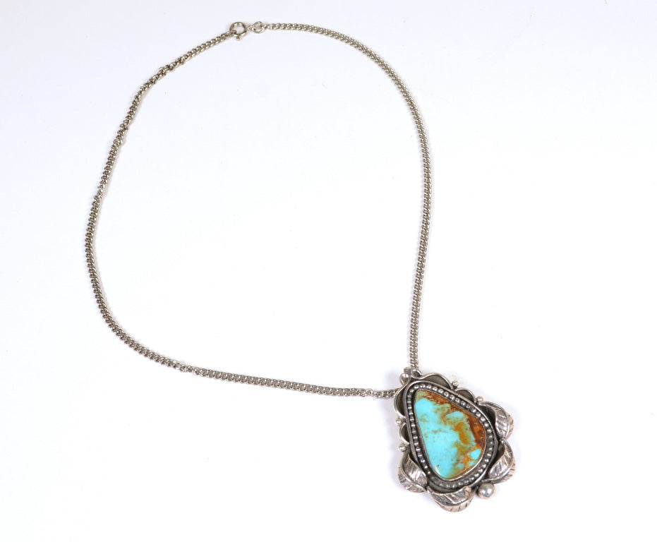Navajo Necklace with Royston Turquoise Pendant