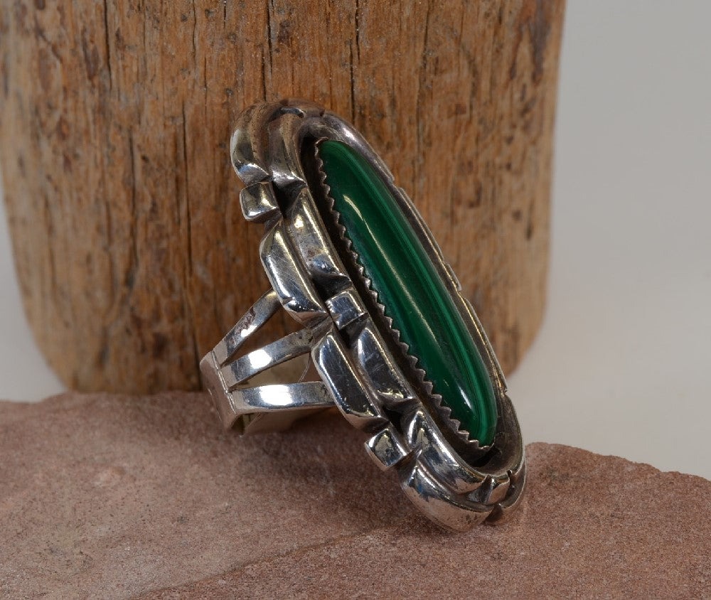 Navajo Malachite Ring Size 7