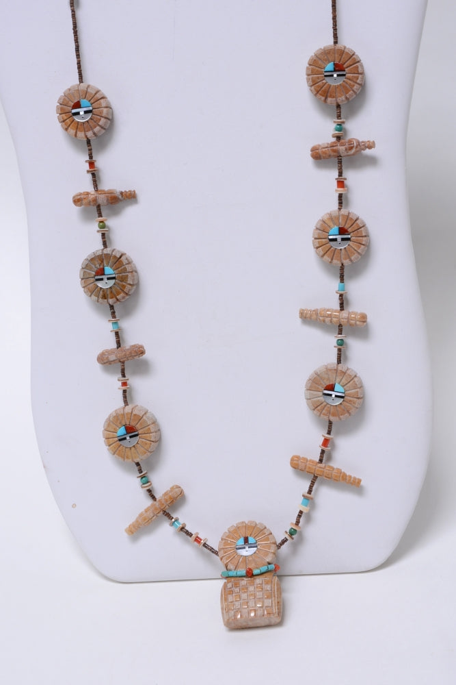 Zuni Sunface Maiden and Corn Necklace