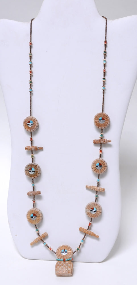 Zuni Sunface Maiden and Corn Necklace