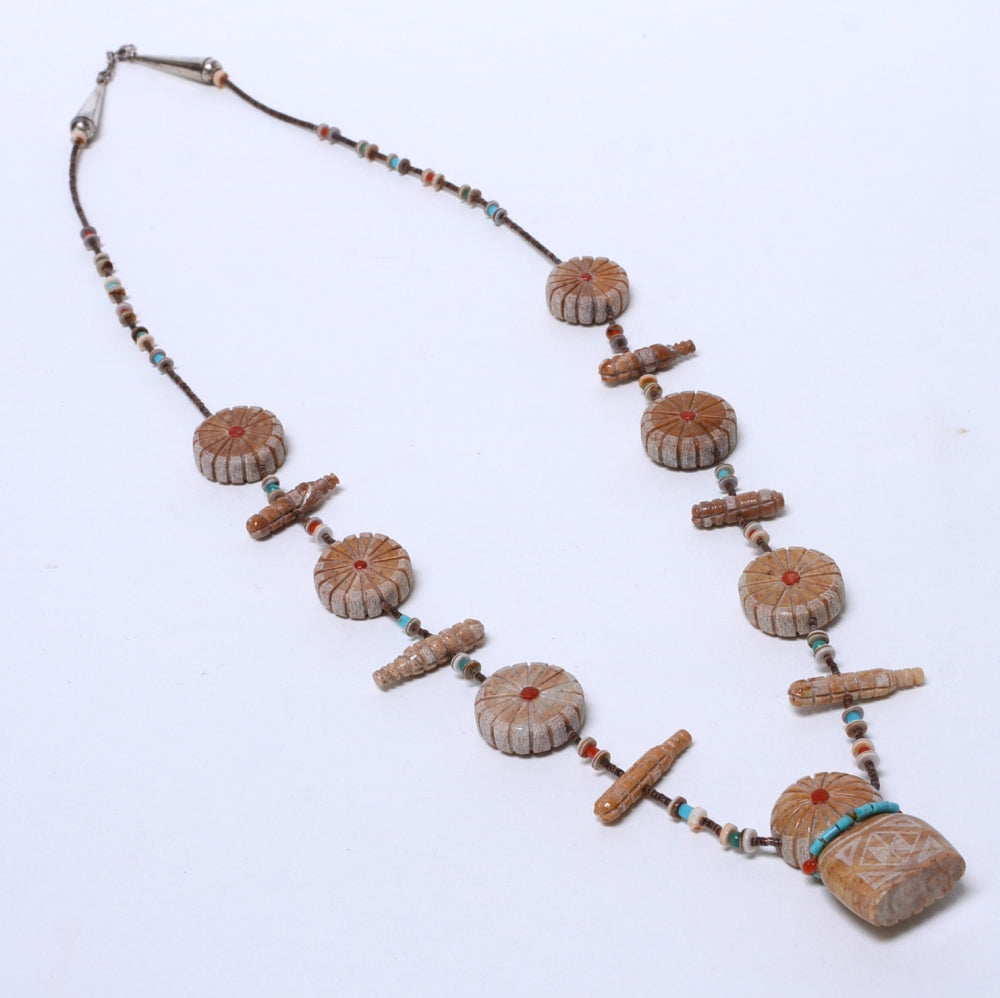 Zuni Sunface Maiden and Corn Necklace
