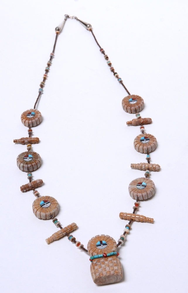 Zuni Sunface Maiden and Corn Necklace