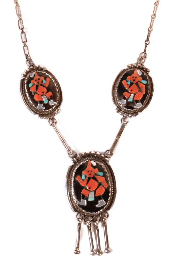 Zuni Pueblo Mudhead Clown Necklace By Beverly Estate