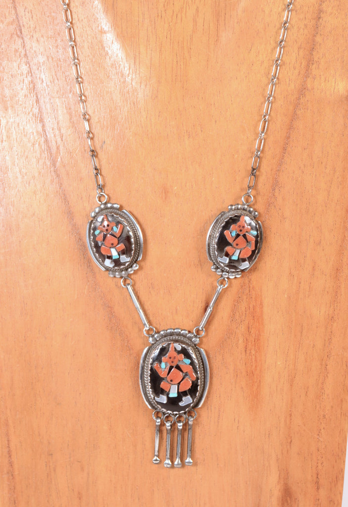 Zuni Pueblo Mudhead Clown Necklace By Beverly Estate