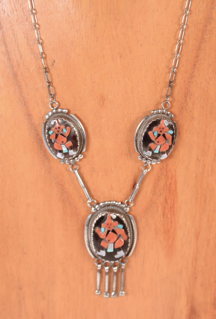 Zuni Pueblo Mudhead Clown Necklace By Beverly Estate
