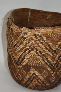 Very Large Coast Salish Burden Hard Basket with tump lines