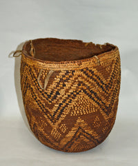Very Large Coast Salish Burden Hard Basket with tump lines