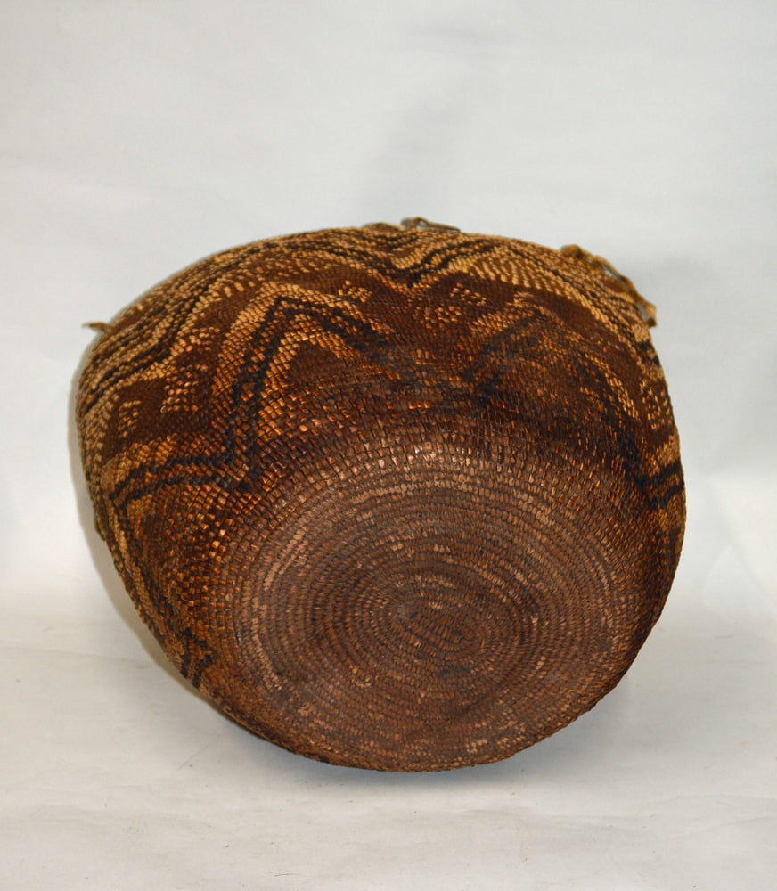 Very Large Coast Salish Burden Hard Basket with tump lines