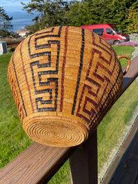 A very fine, large and early Salish Thompson River fully imbricated lidded storage basket with lid