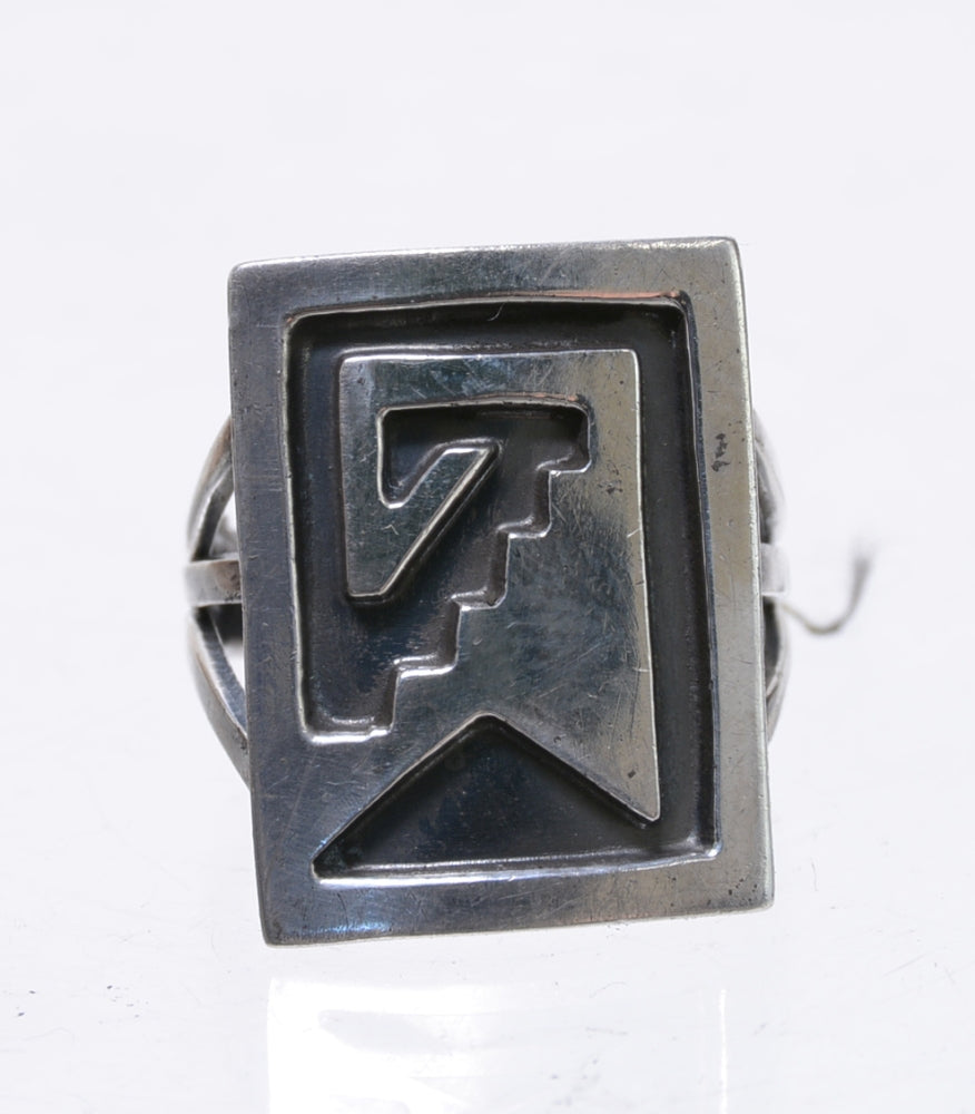 Hopi Silver Overlay Ring Size 6