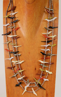 Vintage Zuni 3 Strand Bird Fetish Necklace