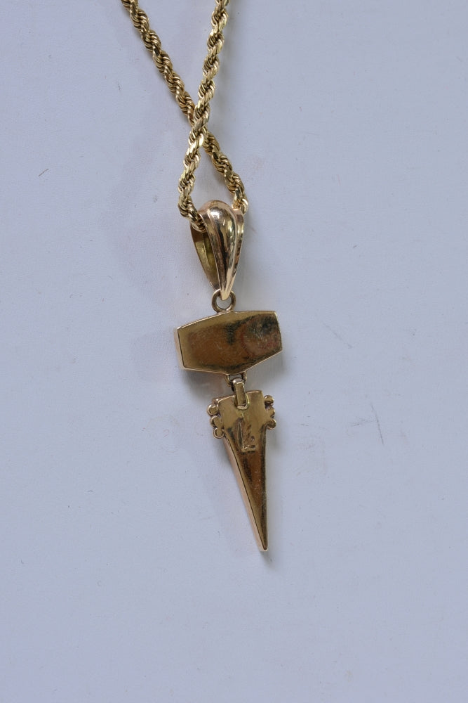 Navajo 14K Gold Pendant and 14K Heavy Rope Necklace by Ray Tracey