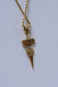 Navajo 14K Gold Pendant and 14K Heavy Rope Necklace by Ray Tracey
