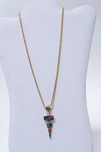 Navajo 14K Gold Pendant and 14K Heavy Rope Necklace by Ray Tracey