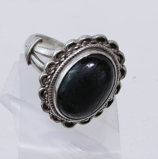 Navajo Sterling Silver Ring with Black Jet Setting