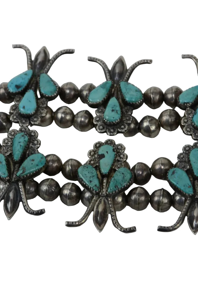 Fine Zuni Squash Blossom Turquoise Necklace by Dan Simplicio
