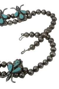 Fine Zuni Squash Blossom Turquoise Necklace by Dan Simplicio