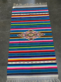 Large Antique Mexican Blanket Saltillo "Rainbow" Serape
