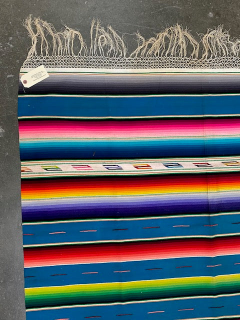 Large Antique Mexican Blanket Saltillo "Rainbow" Serape