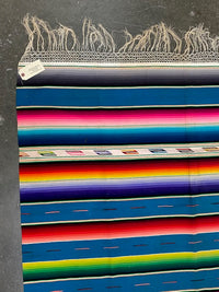 Large Antique Mexican Blanket Saltillo "Rainbow" Serape