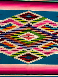 Large Antique Mexican Blanket Saltillo "Rainbow" Serape