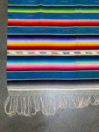 Large Antique Mexican Blanket Saltillo "Rainbow" Serape