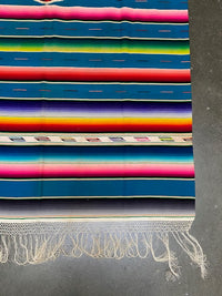 Large Antique Mexican Blanket Saltillo "Rainbow" Serape
