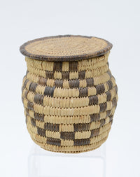 Papago lidded basketry jar