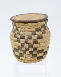 Papago lidded basketry jar