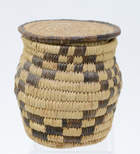 Papago lidded basketry jar