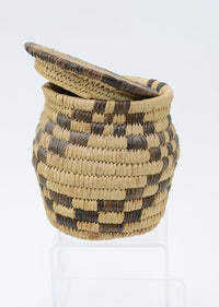 Papago lidded basketry jar