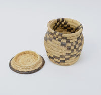 Papago lidded basketry jar
