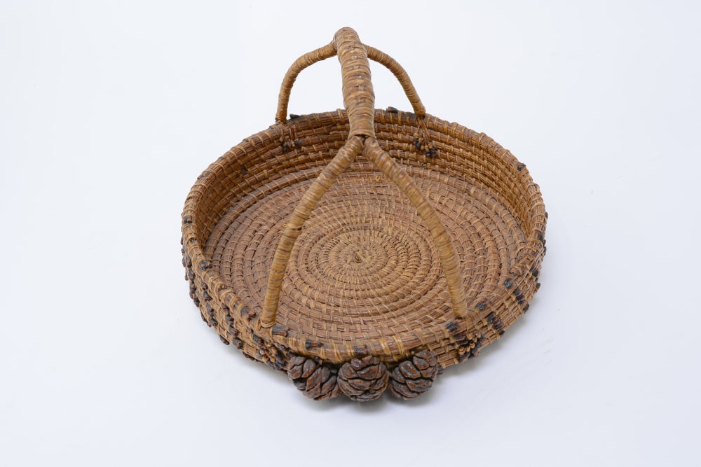 Antique Quinault Northwest Coast Pine Needle and Cone Basket