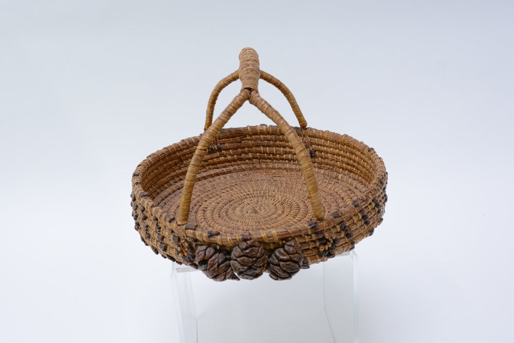 Antique Quinault Northwest Coast Pine Needle and Cone Basket