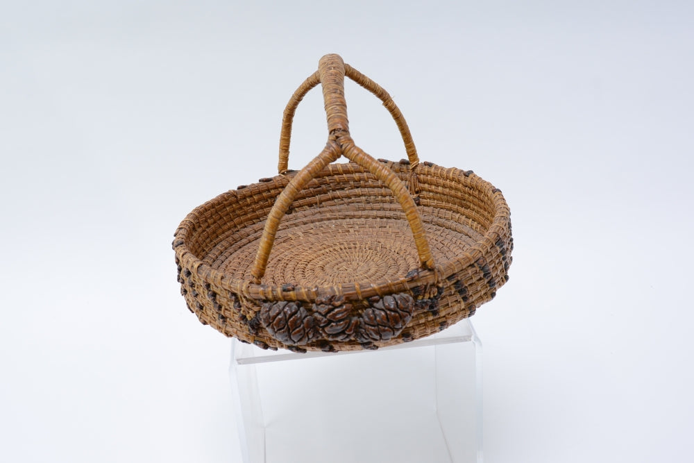 Antique Quinault Northwest Coast Pine Needle and Cone Basket