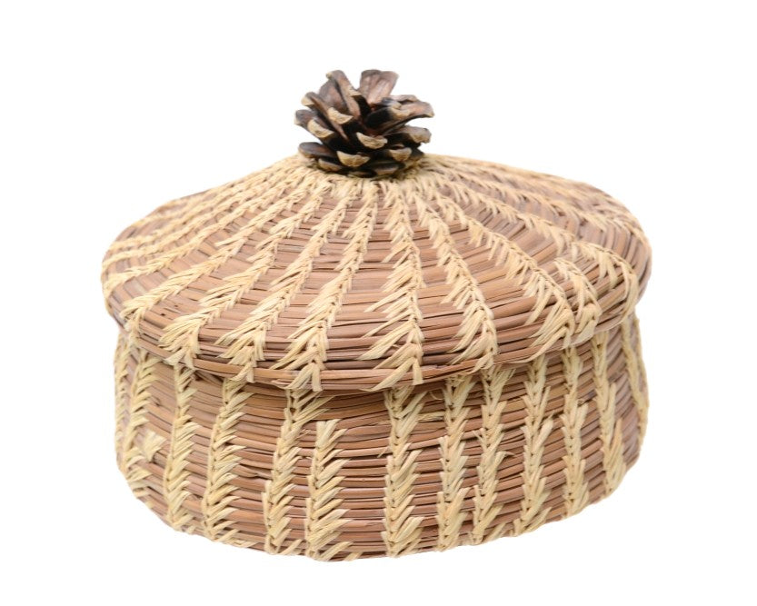 Antique Appalachian Pine Needle and Cone Basket