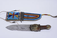 Plains Dag Knife with beaded sheath with turtle handle