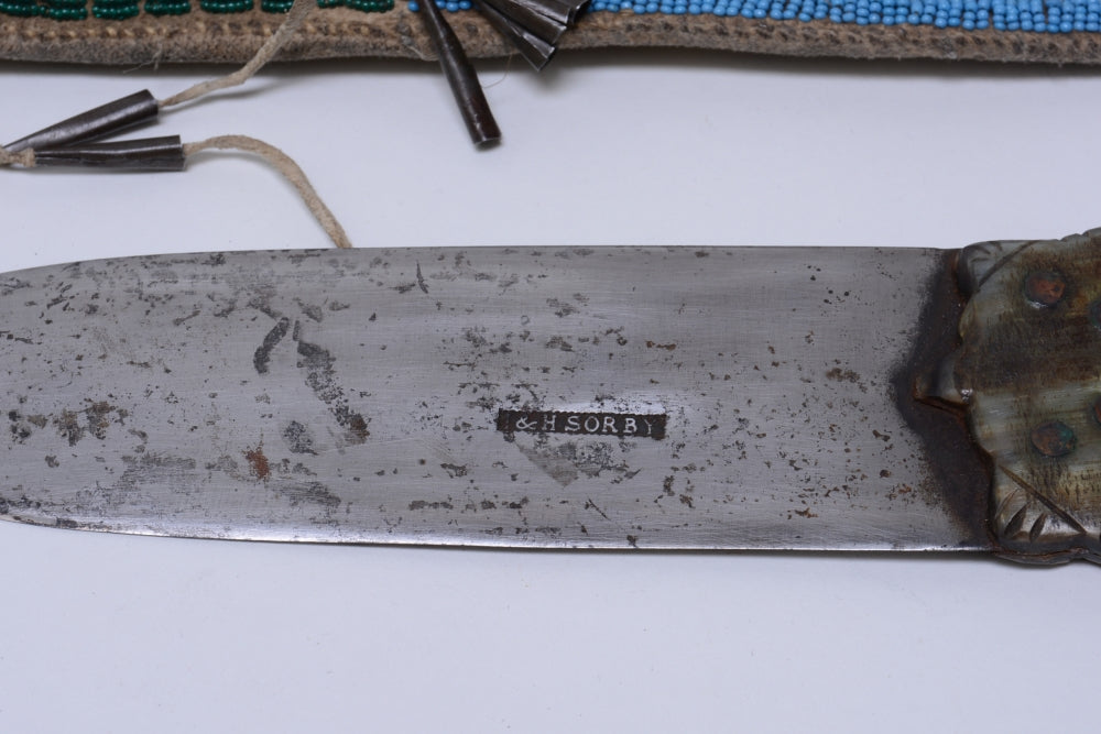 Plains Dag Knife with beaded sheath with turtle handle