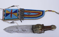 Plains Dag Knife with beaded sheath with turtle handle