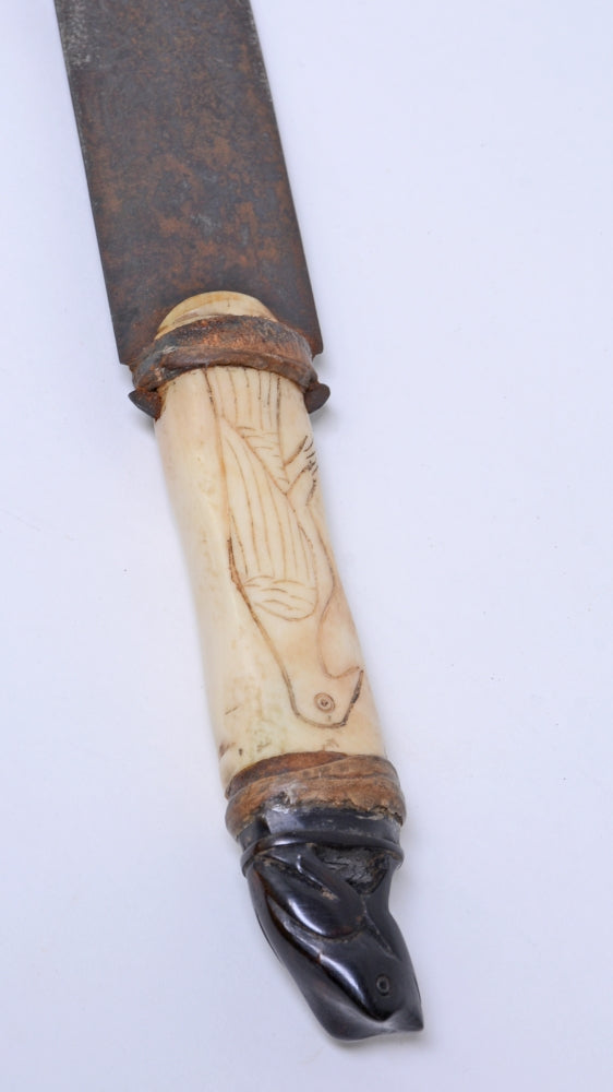 Sioux Dag Knife with beaded sheath with bone handle