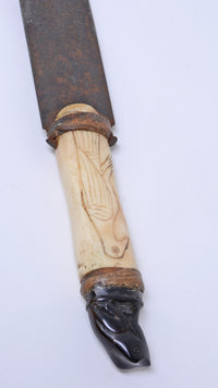 Sioux Dag Knife with beaded sheath with bone handle